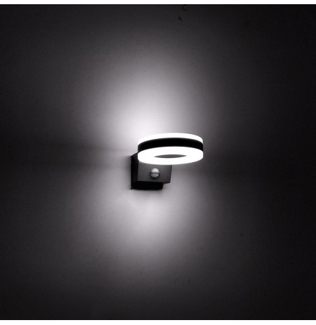 Maclean LED lamp, wall-mounted, with PIR sensor, PC+ALU, 20W, 1700lm, IP65, Neutral White 4000K, gray, MCE365
