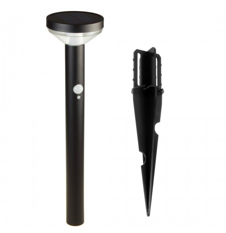 Solar LED lamp with Maclean sensor, black, IP44, 3 light modes, Li-ion 18650 battery 3.7V 1200 mAh, drive-in sensor, MCE465 B