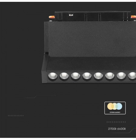 Rail luminaire 48V V-TAC 10W LED SMART WiFi TRACKLIGHT 3in1 Black VT-3610 2700K-6400K 900lm