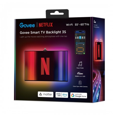 Govee H6098 Envisual TV Backlight Netflix Co-branding Version | LED Strip | Backlight for TVs 55-65 inches, RGBIC, Wi-Fi+Bluetoo