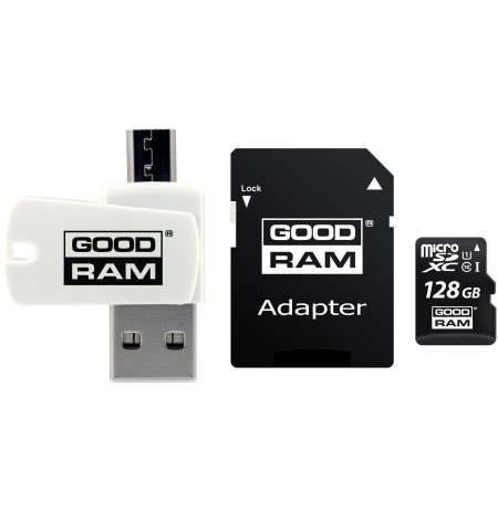 Card memory with adapter and card reader GoodRam All in one M1A4-1280R12 (128GB, Class 10, Adapter, Memory card, MicroSDHC card 