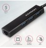 AXAGON HMC-GL3A USB-C hub, 3x USB-A, Gbit-LAN, black