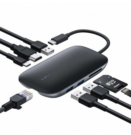 AUKEY CB-C71 interface hub 5000 Mbit/s Black