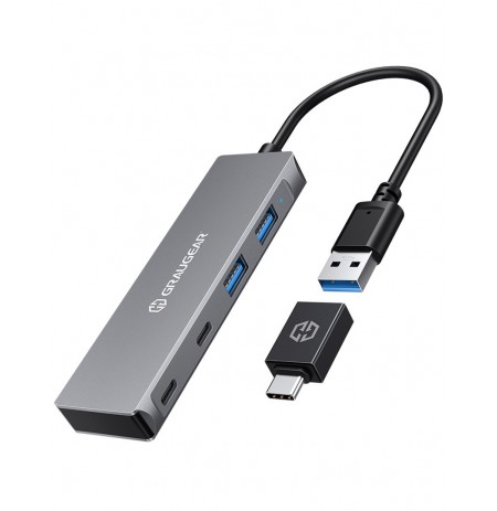Graugear USB Hub, 4 ports, 2x USB-A, 2x USB-C, incl. USB-C adapter