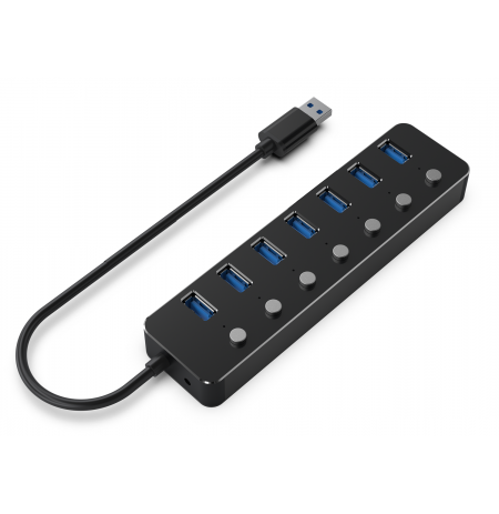 Gembird UHB-U3P7P-01  7-port USB 3.1 (Gen 1) hub with switches, black