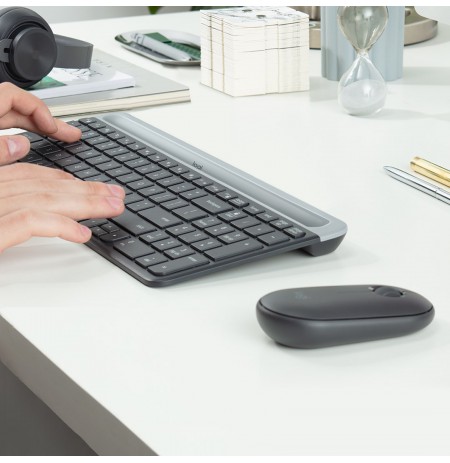 Logitech Slim Wireless Combo MK470 keyboard RF Wireless QWERTY US International Graphite