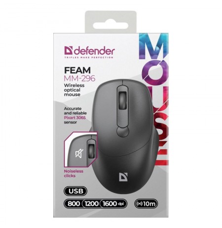 MOUSE DEFENDER FEAM MM-296 RF SILENT BLACK