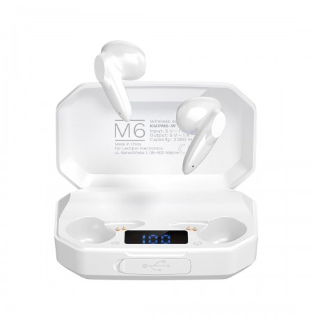 Kruger and Matz M6 Wireless In-Ear Headphones with Power Bank - White