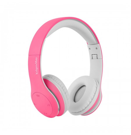 Kruger and Matz wireless over-ear headphones for children model Street Kids , pink color