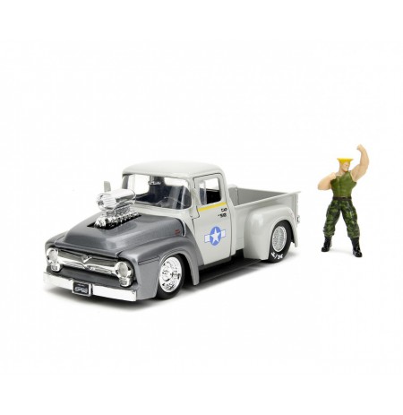 Auto Street Fighter 1956 Ford Pickup with Guile 1:24 Simba JADA Figure