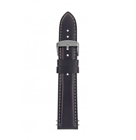 Zeppelin leather strap black, 22 mm