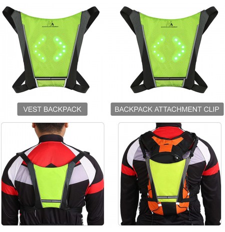 Maclean MCE420 High Visibility Vest Backpack Safety LED Indicator Light USB Rechargeable Remote Control Adjustable Direction Ind
