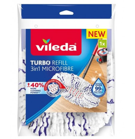 Mop Refill VILEDA TURBO 3in1 Microfiber 1 pc White