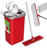 Flat Mop + Bucket + Telescopic Pole + 2 x Microfibre Pad 5.7L Floor Cleaning XXL Set Rotating Head