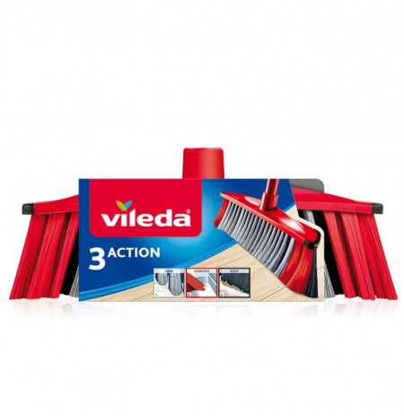 Vileda 142156 broom Indoor Soft / Hard bristle Polyethylene terephthalate (PET) Black, Grey, Red