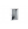 19" 15U wall-mounted network rack cabinet 600x600, glass door, grey, split design, assembled, 60kg