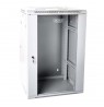 19" 15U wall-mounted network rack cabinet 600x600, glass door, grey, split design, assembled, 60kg