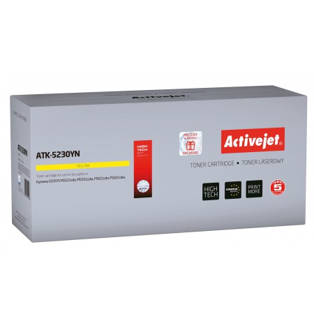 Activejet ATK-5230YN toner replacement Kyocera TK-5230Y, Compatible, page yield: 2200 pages, Printing colours: Yellow. 5 years w
