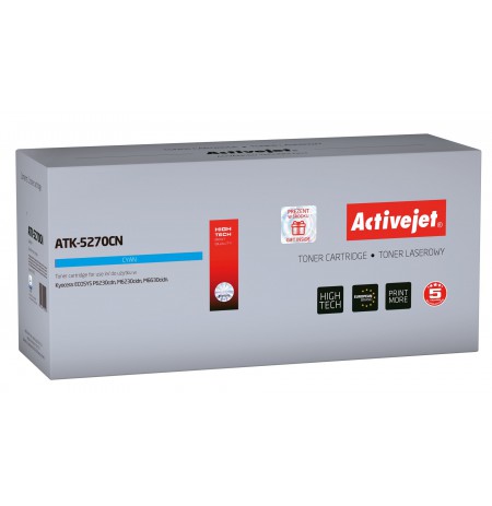 Activejet ATK-5270CN toner replacement Kyocera TK-5270C, Compatible, page yield: 6000 pages, Printing colours: Cyan. 5 years war