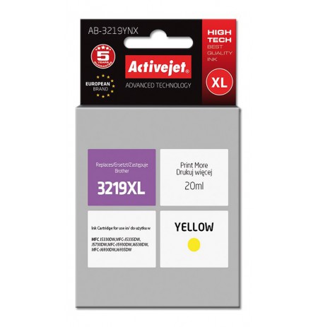 Ink cartridge Activejet AB-3219YNX (replacement Brother LC3219Y, Supreme, 20 ml, yellow)