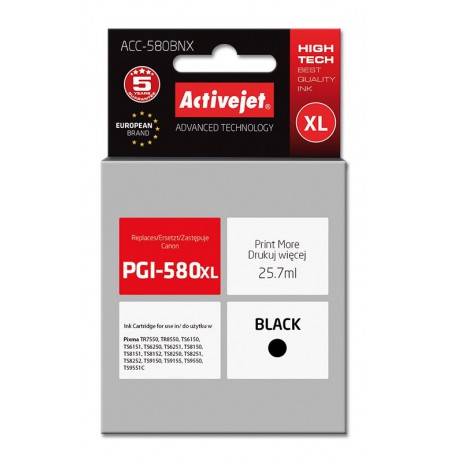 Ink cartridge Activejet ACC-580BNX (replacement PGI-580Bk XL, Supreme, 25.7 ml, black)