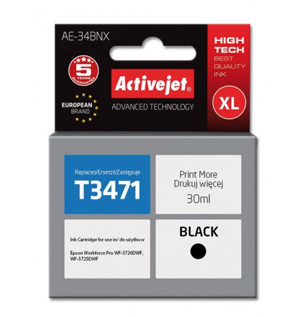Ink cartridge Activejet AE-34BNX (replacement Epson 34XL T3471, Supreme, 30 ml, black)