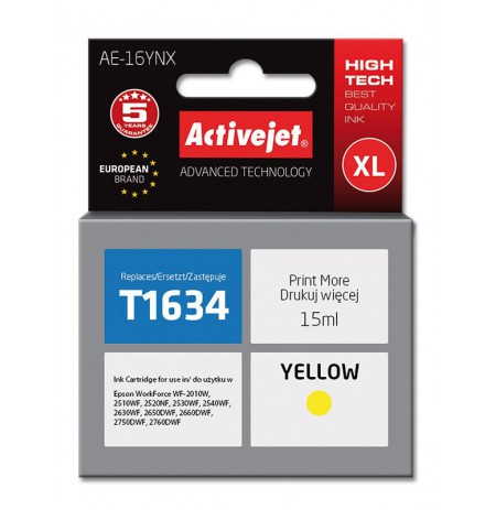 Ink cartridge Activejet AE-16YNX (replacement Epson 16XL T1634, Supreme, 15 ml, yellow)