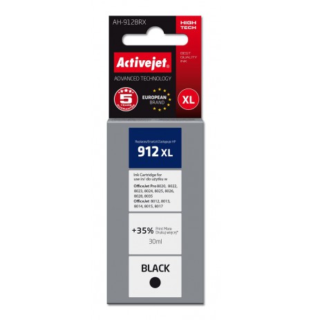 Activejet AH-912BRX ink for HP printers, Replacement HP 912XL 3YL84AE, Premium, 1100 pages, black