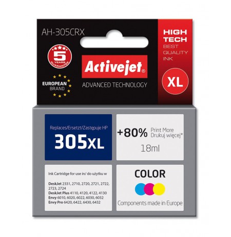 Activejet AH-305CRX ink for HP printer, HP 305XL 3YM63AE replacement, Premium, 18 ml, color