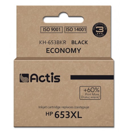 Actis KH-653BKR Ink for HP printer, replacement HP 653XL 3YM75AE, Premium, 20ml, 575 pages, black
