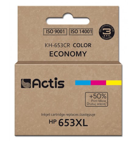 Actis KH-653CR printer ink, replacement HP 653XL 3YM74AE, Premium, 18ml, 300 pages, colour