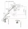Ergo Office Aluminium Monitor Mount with Gas Spring, Double Arm, VESA 75x75/100x100, 17"-32" 10 kg Silver, ER-447