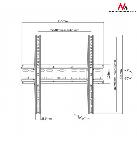 Mount wall for TV Maclean MC-748 (Wall - 55", max. 35kg)