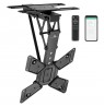 Maclean electric ceiling TV mount, TUYA support, max VESA 600x400, 90st swivel remote control, 23"-65", 30kg, MC-491