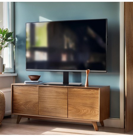 Maclean MC-386 Universal TV Stand Base for Cabinet Dresser Table Desk 32" - 75" 40kg VESA 35° Rotating Temepred Glass Adjustabl
