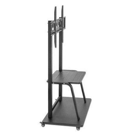 Manhattan TV & Monitor Mount, Trolley Stand, 1 screen, Screen Sizes: 37-100", Black, VESA 200x200 to 800x600mm, Max 150kg, Shelf