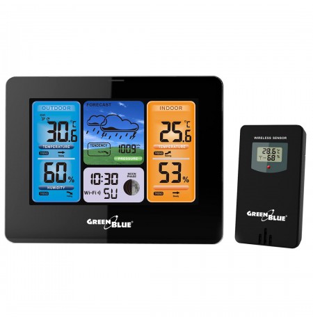 Wireless WiFi Weather Station Outdoor Sensor Calendar Barometer Tuya Smart App IPX4