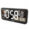 Large Digital Clock Wall Mount Free Standing with Temperature Sensor 37x17cm LCD Display Power Adapter & Battery Operated