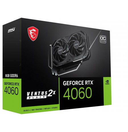 MSI GeForce RTX 4060 VENTUS 2X BLACK 8G OC NVIDIA 8 GB GDDR6 DLSS 3