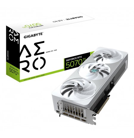 GIGABYTE GeForce RTX 5070 Ti AERO OC 16G Graphics Card - 16GB GDDR7, 256bit, PCI-E 5.0, 2588 MHz Core Clock, 3 x DP 2.1a, 1 x HD