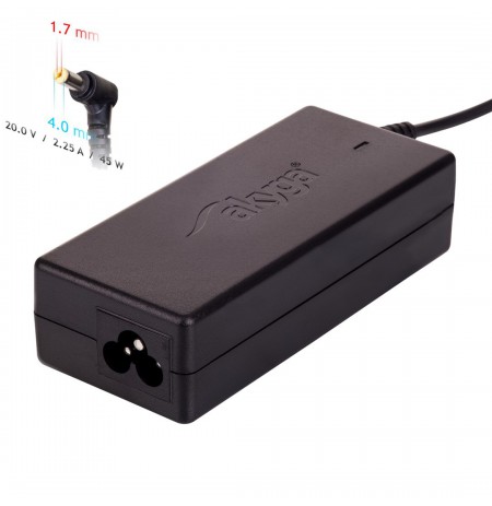 Power supply mains Akyga AK-ND-50 for notebooks IBM, Lenovo (20 V, 2,25 A, 45 W, 4 mm x 1.7 mm)