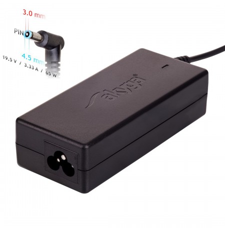 Power supply mains Akyga AK-ND-25 for notebooks Compaq, HP (19,5 V, 3,33 A, 65 W, 4.5 mm x 3 mm)