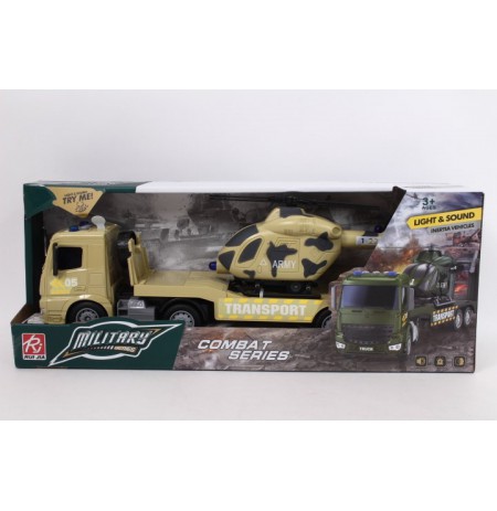 Military tow truck + helicopter 39cm w/dw RJ3398 15075