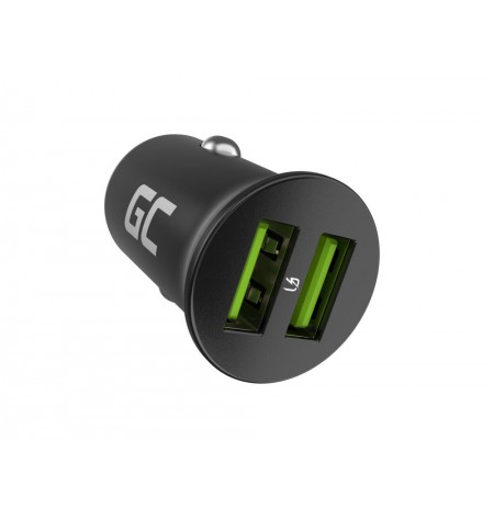 Green Cell GC CADM-GC-36AA - USB-charger 36 W 2x USB-A schwarz Flashlight, GPS, Headphones, Mobile phone, Navigator, Other, Port