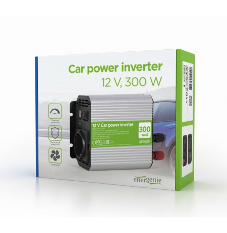EnerGenie EG-PWC300-01 power adapter/inverter Auto 300W Aluminium,Black