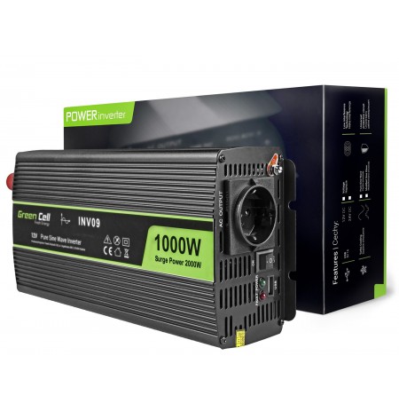 Green Cell INV09 power adapter/inverter Auto 1000 W Black