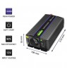 Qoltec 51925 Monolith voltage converter 1200 MS Wave |12V to 230V | 600/1200W | USB