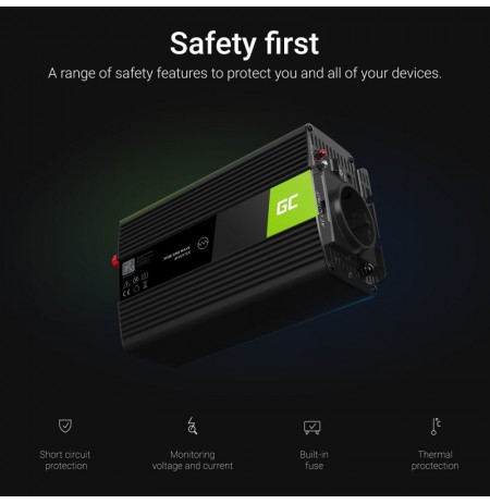 Green Cell INV08 power adapter/inverter Outdoor 1000 W Black