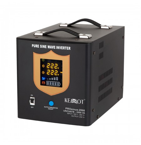 Uninterruptible power supply KEMOT PROsinus-2000 converter with pure sine wave and charging function 12V 230V 2000VA/1200W - bla