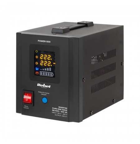 Rebel POWER-500 Uninterruptible Power Supply - converter with pure sine wave and charging function 12V 230V 500VA/300W